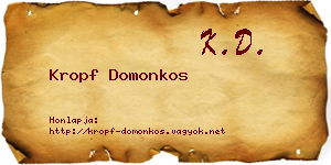 Kropf Domonkos névjegykártya